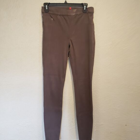 SPANX Essential Leggings Women's Size Medium Brown Stretch Tummy Control Pants - Picture 1 of 10